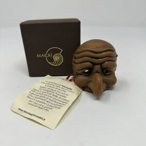 Small Pulcinella Mask Leather Color in Terracotta Made in Italy